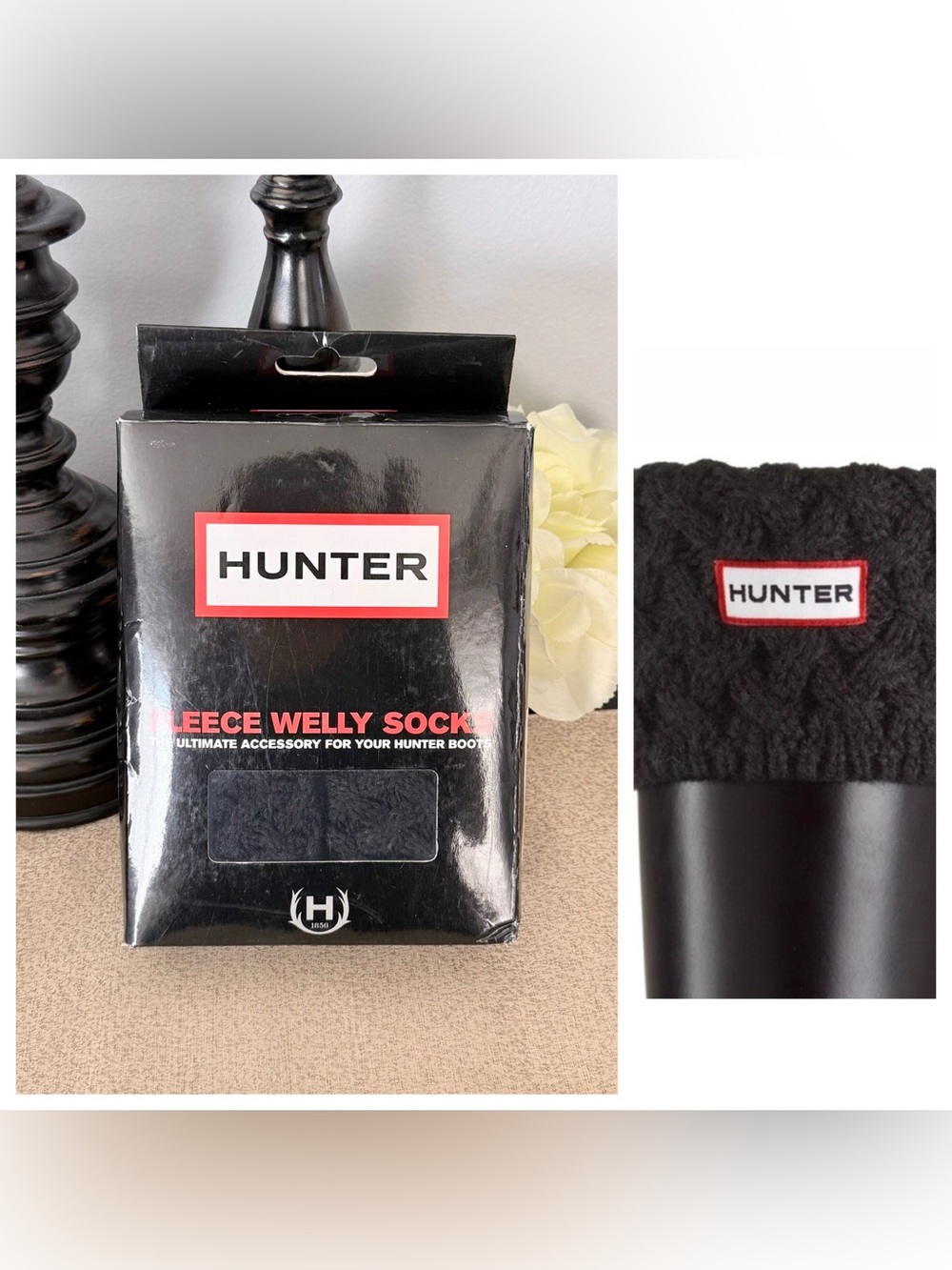 NWT Hunter Basketweave Knit Cuff Tall Boot Socks